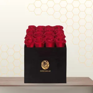 red roses in square flower box Main image