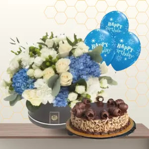 flowers cake balloons combo - flower and cakes dubai