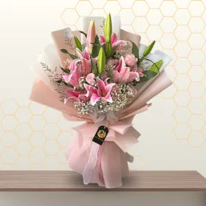 Emilia - Elegant Pink Lily & Rose Bouquet