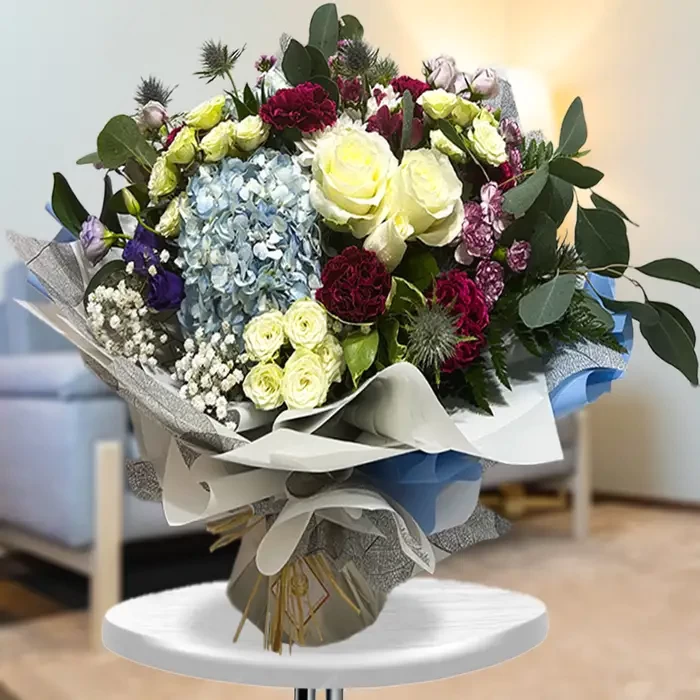 Blue and Mixed Flowers Bouquet