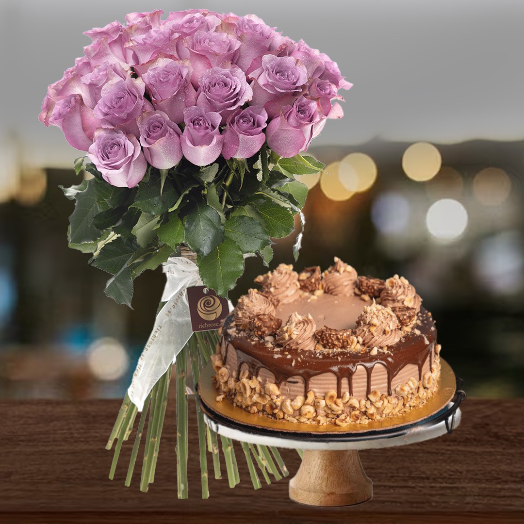 Yummy Birthday - Roses with Rocher Ferrero Cake