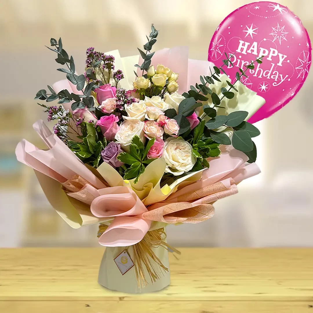 Podgorica - Pink & Purple Flower Bouquet Deluxe Size with Free Gift