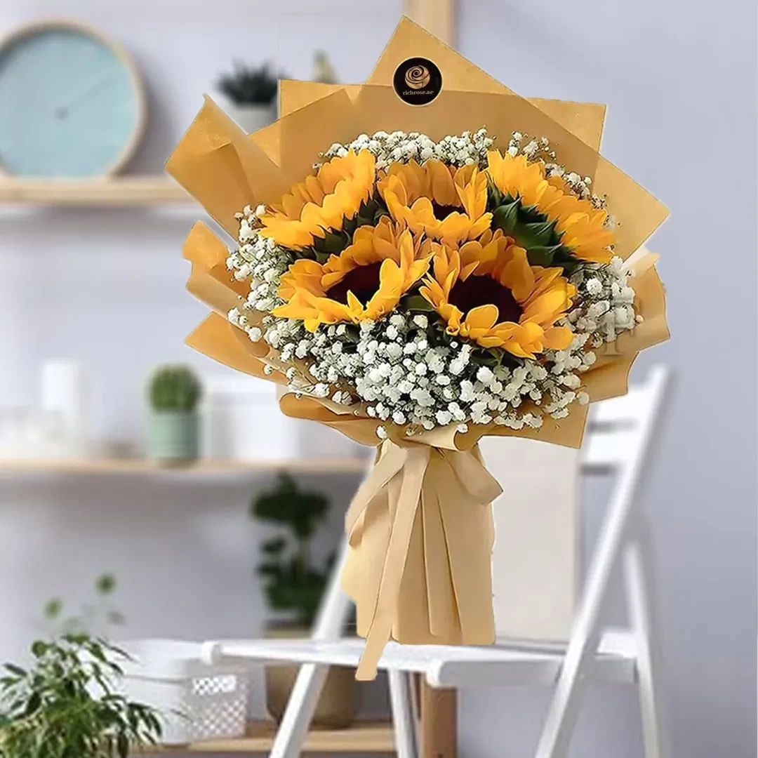 Sunflowers Standard Brown Wrapped Bouquet
