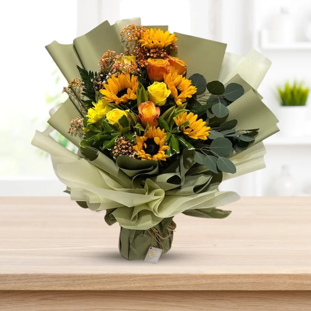 Sun Flower and Yellow Flowers Bouquet