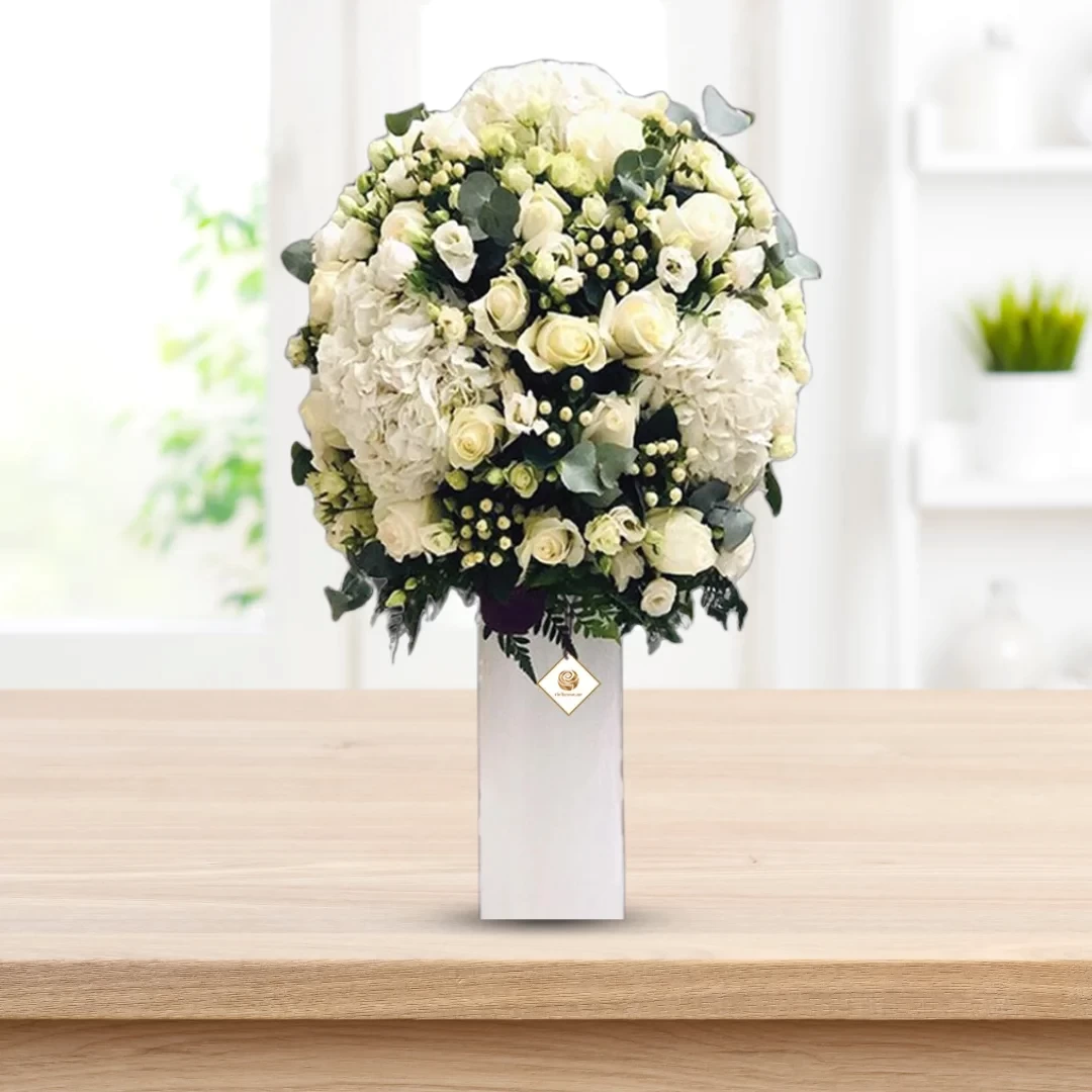 White Flowers Cylinder Arrangement