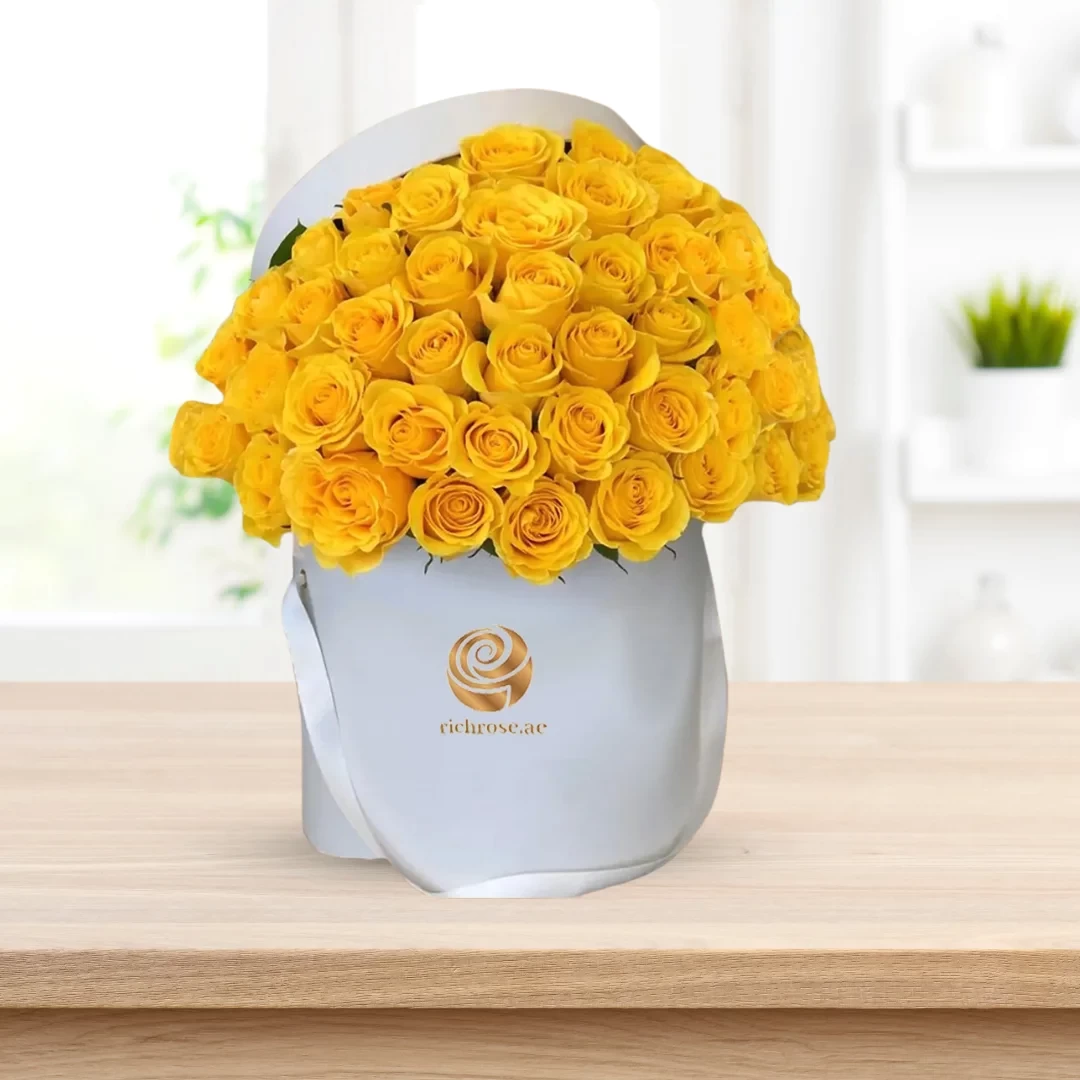 Yellow Roses in White Box