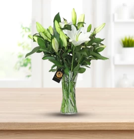 white lilies in vase