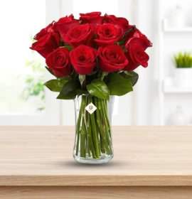 OTTAWA- Valentines Exquisite Red Roses in Glass Vase