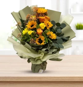 Sun Flower and Yellow Flowers Bouquet