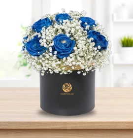 KAMPALA- Luxury Gypsophila and Painted Blue Roses Box