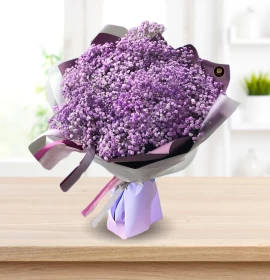 Purple Gypsophilia Bouquet