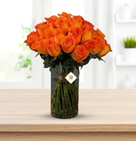 Orange Roses in Vase