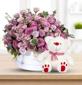 Athens - Mixed Purple Flower Box Deluxe Size with Free Gift