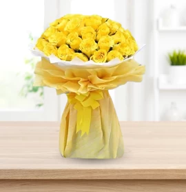 Yellow Roses Yellow and White Wrapped Bouquet