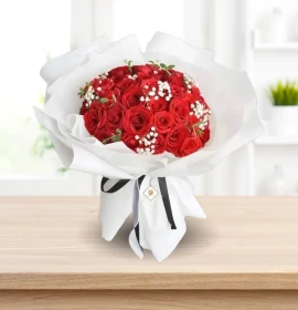 Princess - My Love Red Roses White with  Packing