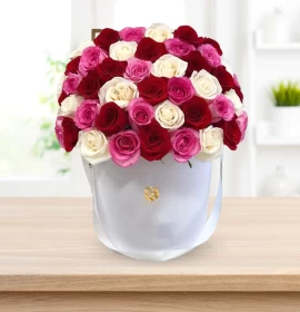 SUVA- Valentines Graceful Pink Roses & Red Roses Box