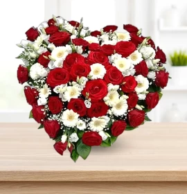 Bangui - Valentines Mixed Flowers in Heart Shape