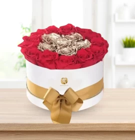 Foxy - Valentines Red and Golden Roses Box