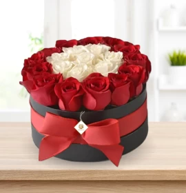 Abigail - Valentines Red & White Rose Box Arrangement