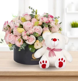 Pristina - Pink & Peach Flower Box Deluxe Size with Free Gift