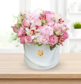 LUANDA- Exotic Pink Flowers in white Box