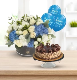 flowers cake balloons combo - flower and cakes dubai