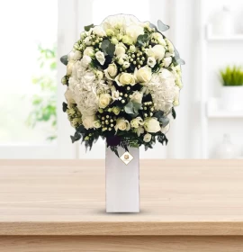 White Flowers Cylinder Arrangement