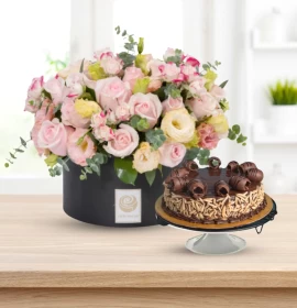 Birthday Magic - Roses Hat Box with cake