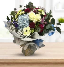 Blue and Mixed Flowers Bouquet