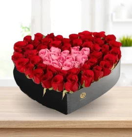 Nutter Buttor - Valentine's Red and Pink Roses in Heart Box