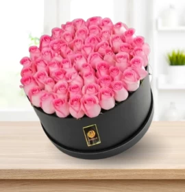 Precious - Valentine's Pink Roses in Round Box