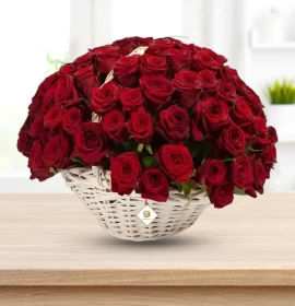 Rose and Lover - Red Roses Nicely Arranged in Basket