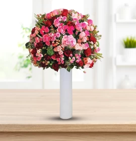 Pink Mixed Flowers Cylidner Tall Arrangement