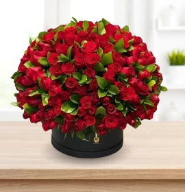 Dear Valentine - Red Roses in Black Box