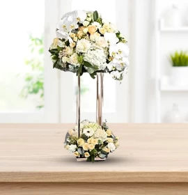 White and Peach Flowers - Stand