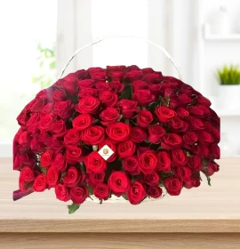 Love and Roses - Valentine Red Roses in Premium Basket