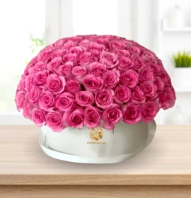 100 Pink Roses in Premium Round Box 