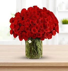 Blossom - Valentine's Red Roses in Cylinder Vase