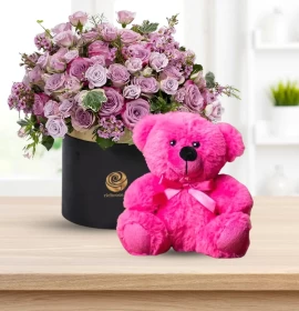 Riga - Mixed Purple Flowers Box Deluxe size with Free Gift 