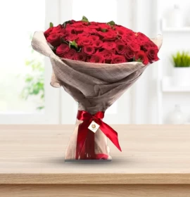 100 roses bouquet - jute bouquet