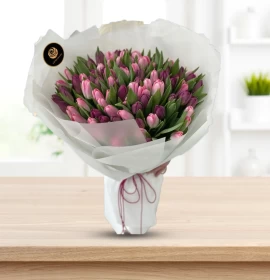 Pink Purple Tulips Bouquet