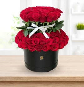 My Roses -  Valentine Red Roses Step Arrangment Box