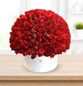 Dear Red Roses - Red Roses in White Box