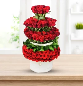 Lovely Roses -  Valentine Red Roses Step Arrangment