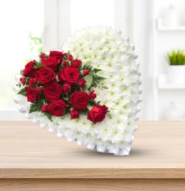 Sofia - Valentine's Chrysanthemums and rose Heart shape bouquets