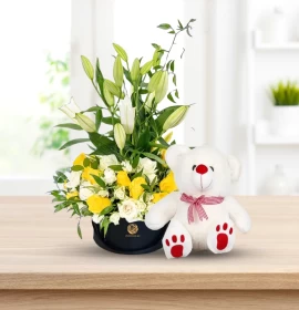 CAIRO - White & Yellow Flower Box Deluxe Size with Free Gift