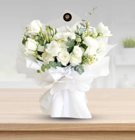 White Roses & Eustoma Bouquet